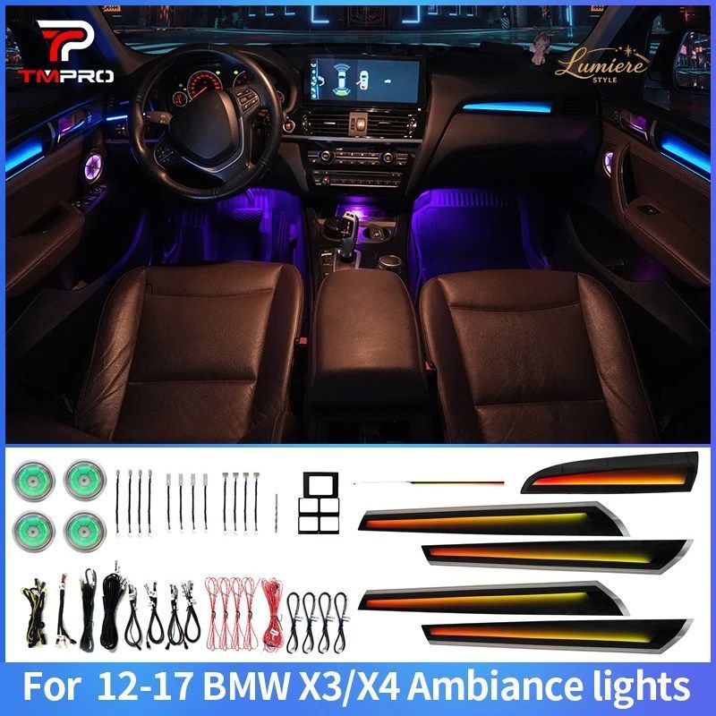 TMPRO 64色LED安全支援システムアンビエント照明 BMW X3 X4 F25 F26 2012-2017 インテリア装飾