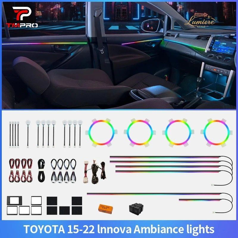 TMPRO 64色LED安全支援システム 2016-2022 トヨタ イノーバ インテリア装飾アンビエント照明
