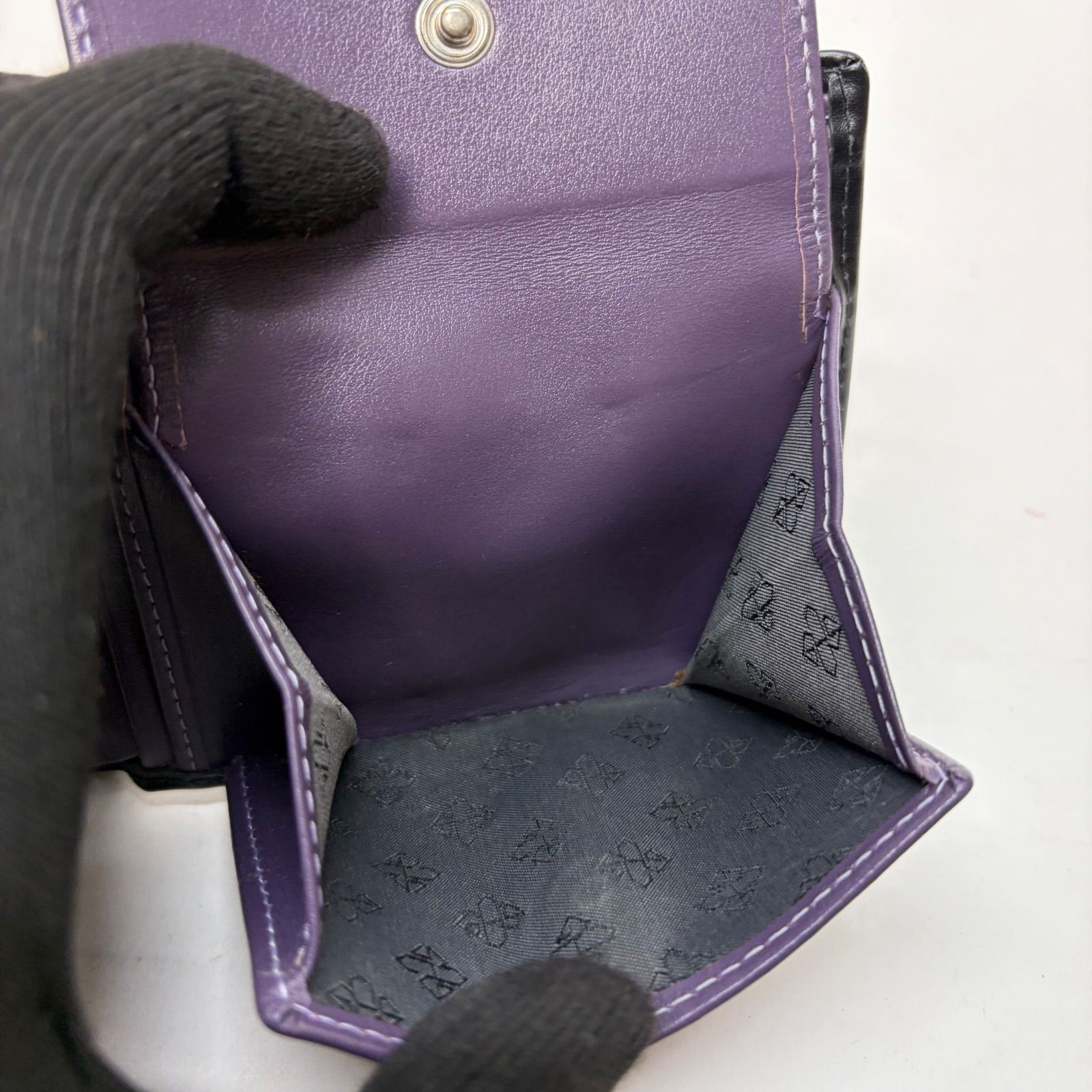 4548 ETTINGER エッティンガー 二つ折り財布 ブラック レザー パープル