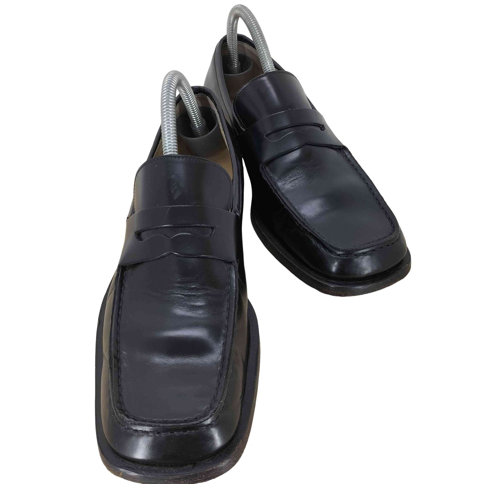 グッチ GUCCI OLD MADE IN ITALY イタリア製 スクエアトゥ レザー コイン ローファー ドレス シューズ メンズ EUR:41.5