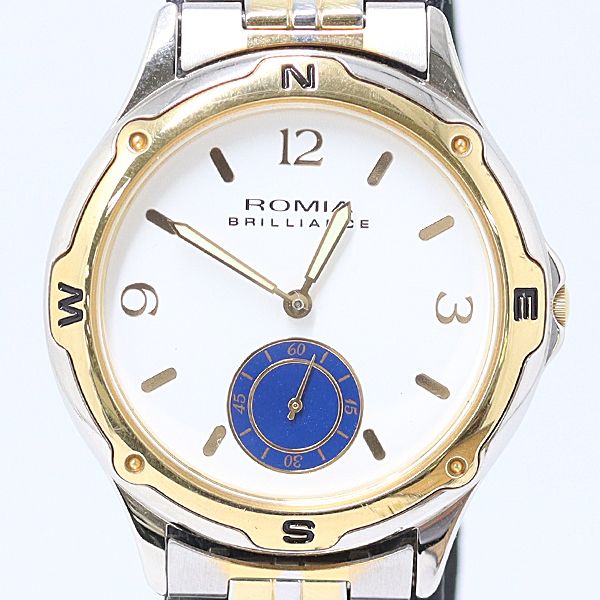 稼働 箱付 ROMIA BRILLIANCE RM-24M QZ スモセコ ホワイト文字盤 メンズ腕時計 2000000 6KHG KZK ABC25201