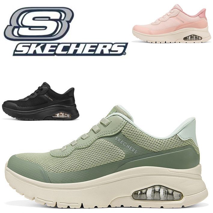 新品 箱あり SKECHERS スケッチャーズ レディース厚底エアクッションスニーカー 幅広ワイド 軽くて滑りにくい 50 代におすすめ 足が疲れにくい膝腰ラク 新作健康ウォーキングシューズ 大きいサイズ 春秋 母の日ギフト 立ち仕事きれいめ 177798