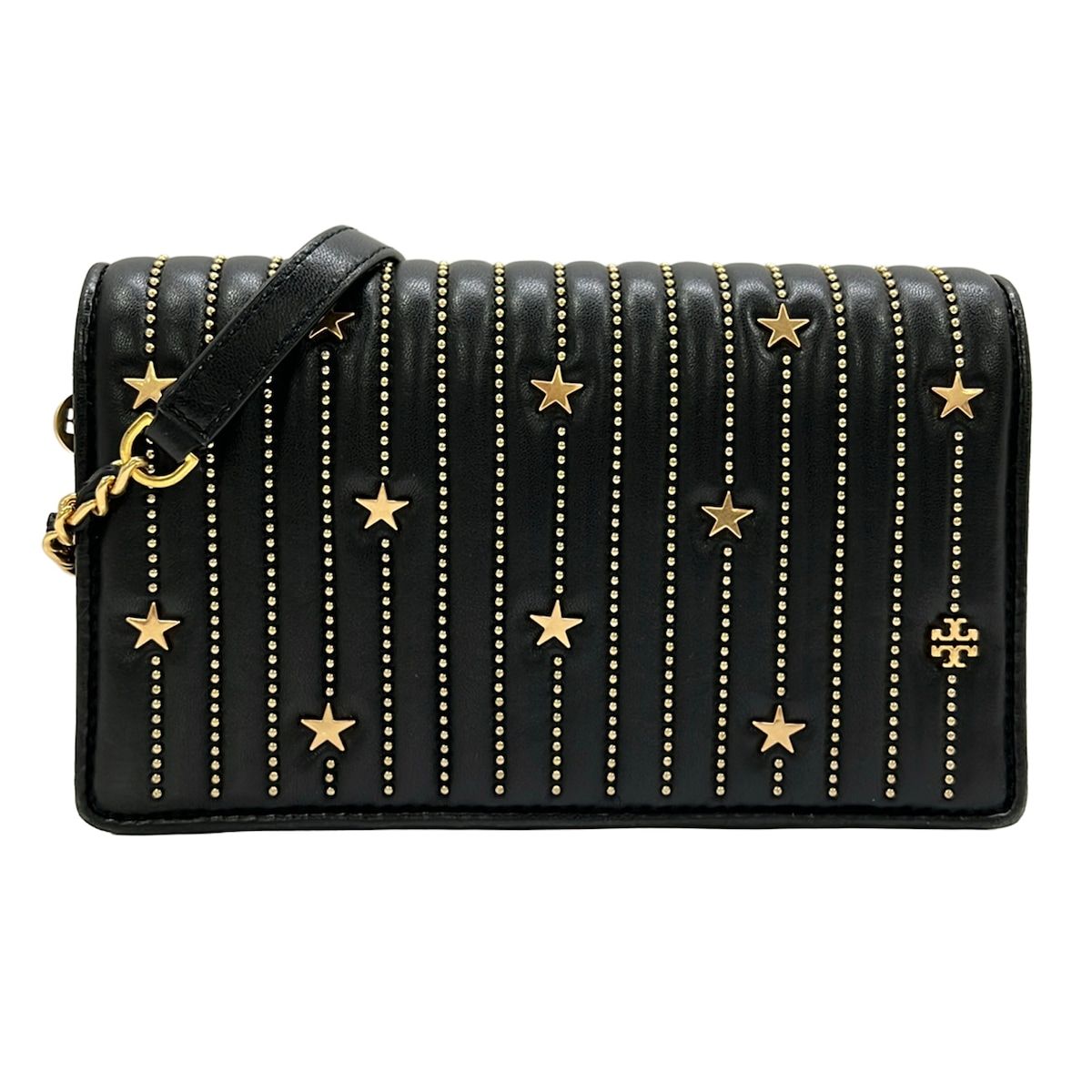 TORY BURCH(トリーバーチ) ショルダーバッグ - 黒×ゴールド スタッズ/スター/ストラップ着脱可 レザー