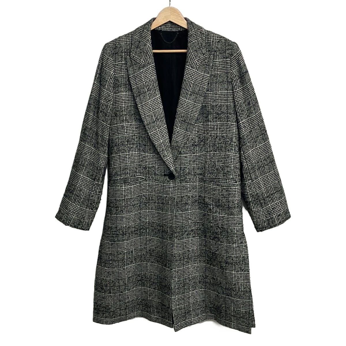 All Saints(オールセインツ) コート サイズUK 10 レディース美品 - 黒×グレー 長袖/春/秋/チェック柄