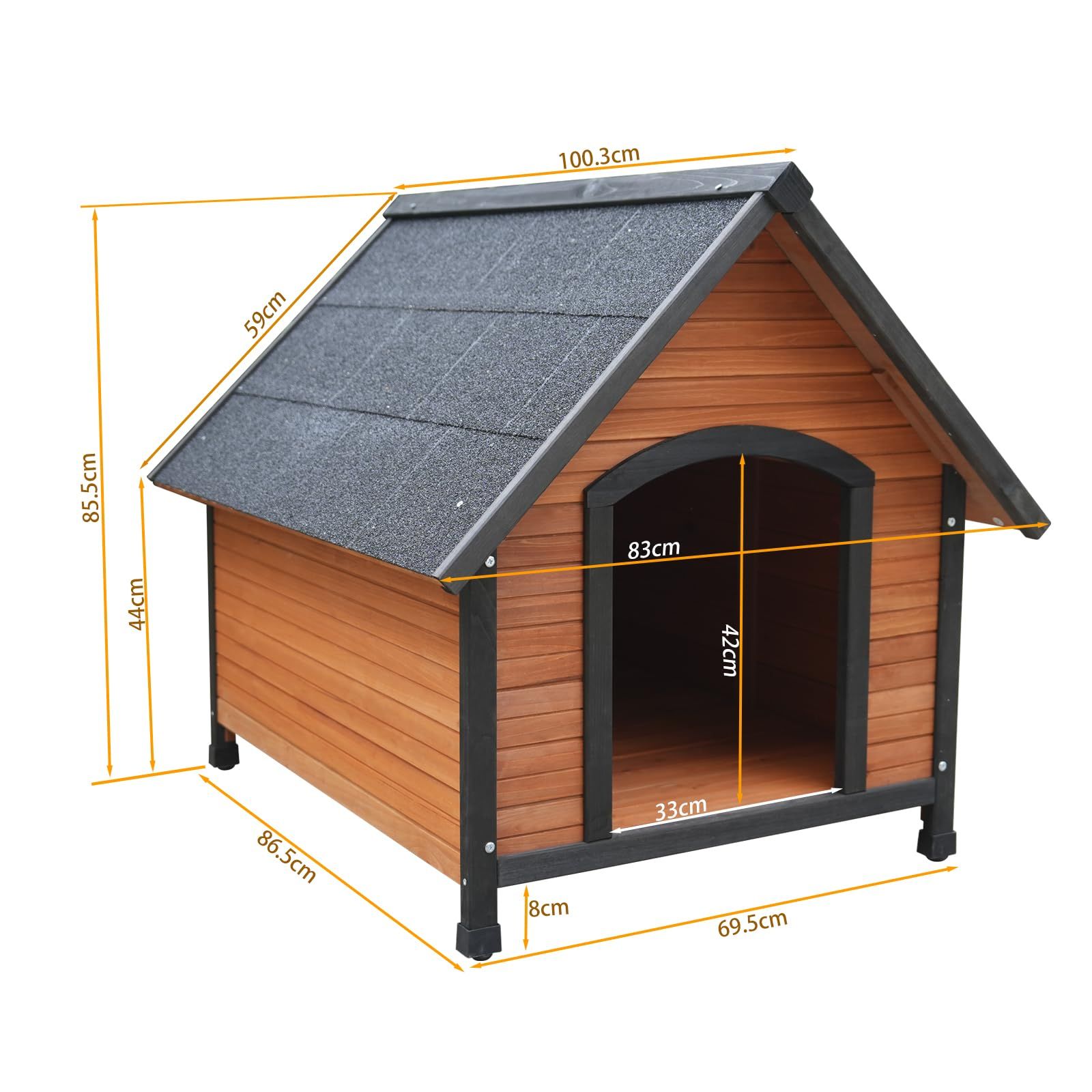 OAFNLWU 天然杉材 木製 犬小屋 犬舎 屋外用 中型～大型犬対応
