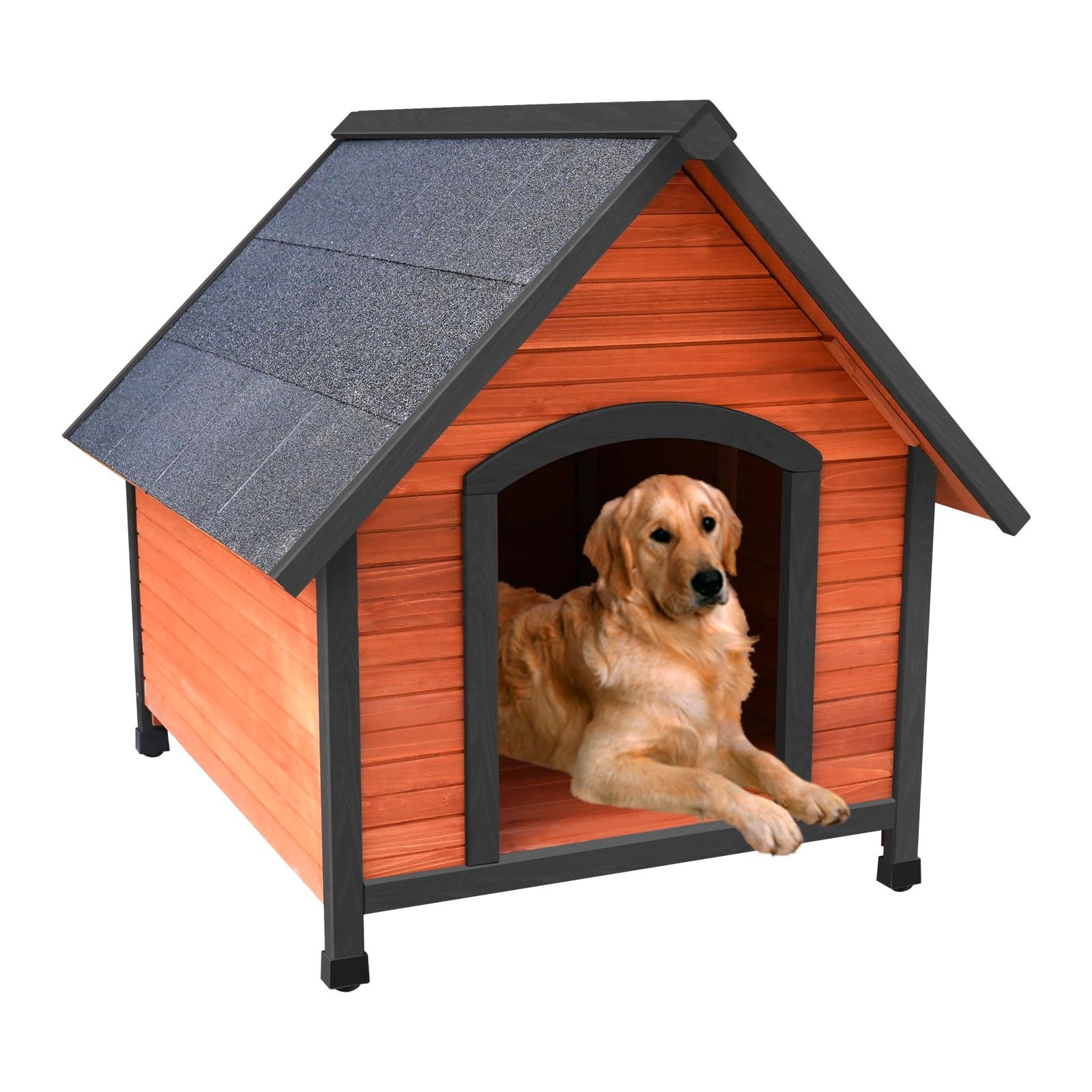 OAFNLWU 天然杉材 木製 犬小屋 犬舎 屋外用 中型～大型犬対応