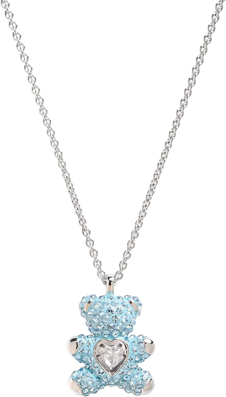 Swarovski スワロフスキー ネックレス テディベア クマ ブルー 5737620 クリスタル ロジウムコーティング ペンダント 調整可能チェーン 38cm-45cm
