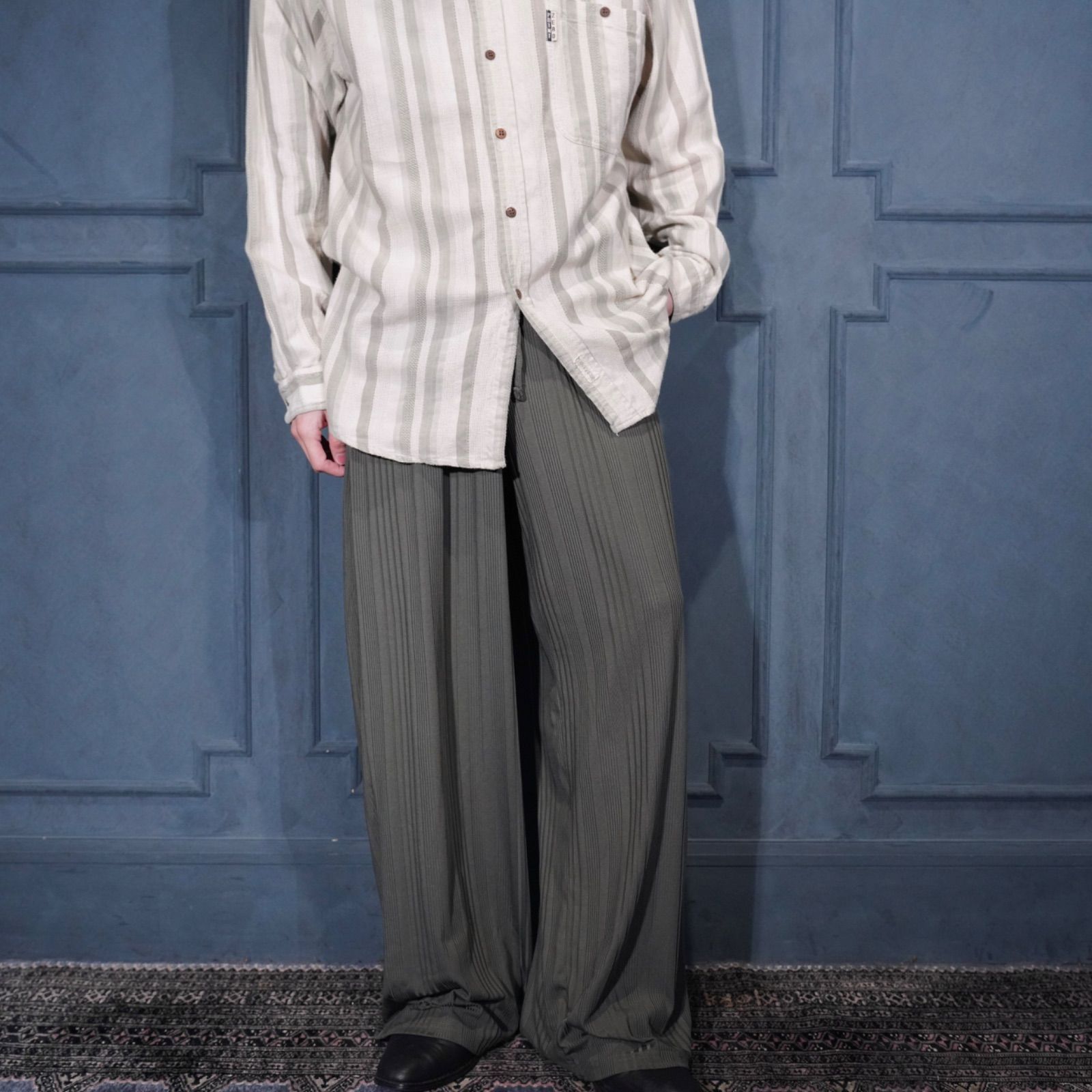 USA VINTAGE international ING company WOVEN DESIGN EASY WIDE PANTS/アメリカ古着織デザインイージーワイドパンツ