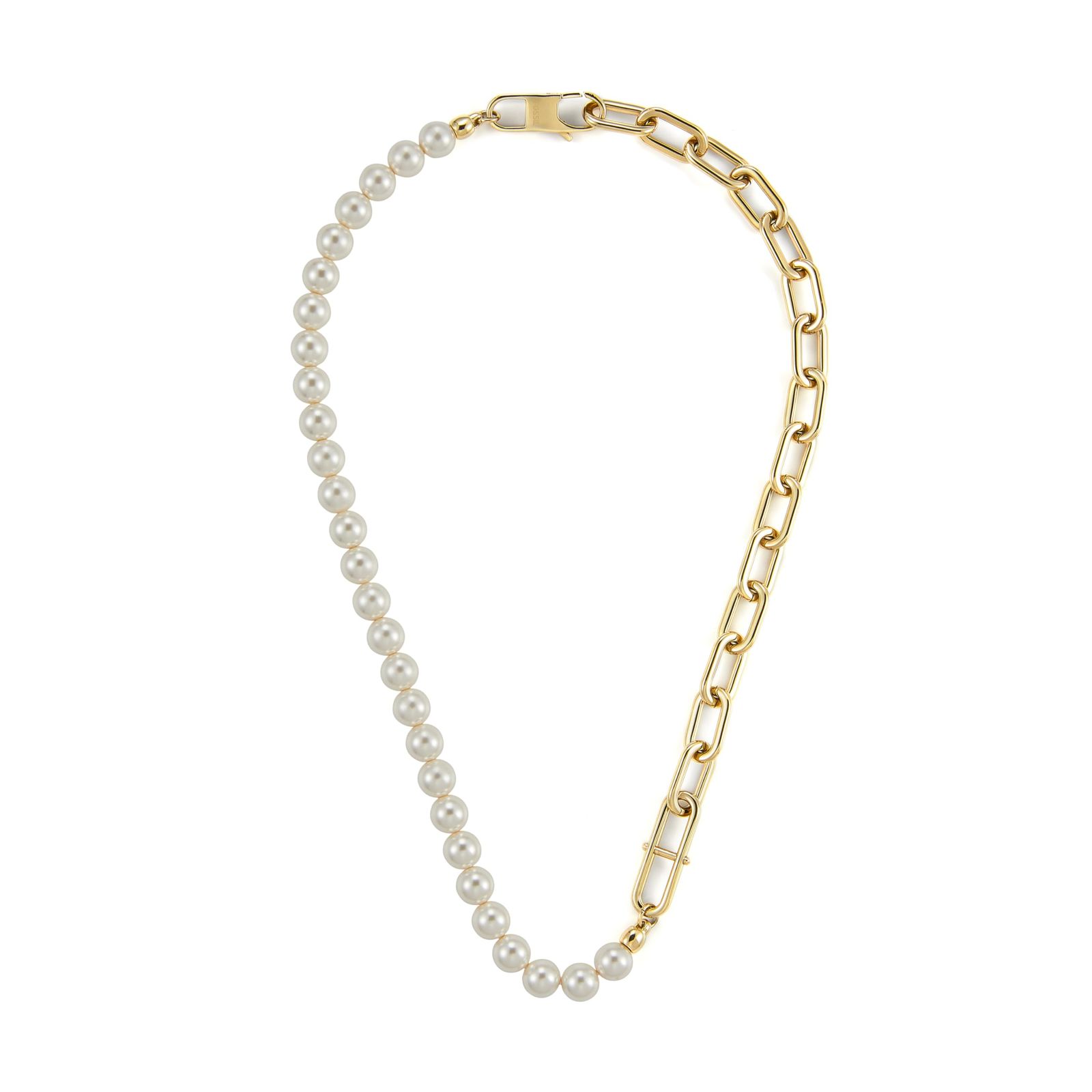 Fossil レディース HERITAGE PEARL D-LINK ゴールドトーン ステンレススチール チェーンネックレス、JF04727710