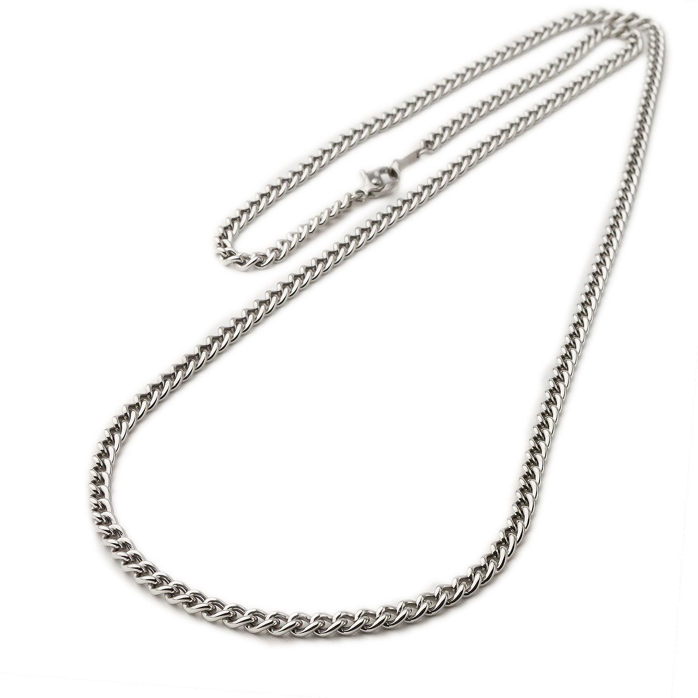 [e-housekiya] チタンネックレス 喜平 ネックレス 60cm 幅3.3mm シルバー 喜平ネックレス メンズ チェーン チタン つけっぱなし プラチナ 加工 金属アレルギー 男性