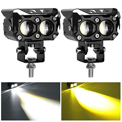 【新品】KAWELL 40W バイク フォグランプ フォグランプ led 作業灯 ミニ長方形 スポットライト バイク補助灯 2色切り替える 色温度：3000K-6000K；イエロー（3000K）+ホワイト（6000K） ロービーム・ハイビーム e1e2af47
