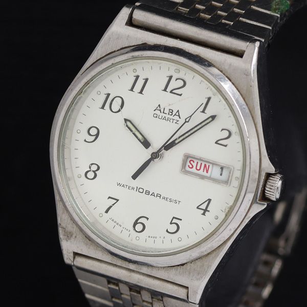 アルバ V743-8A10 セイコー デイデイト メンズ QZ SEIKO 腕時計 