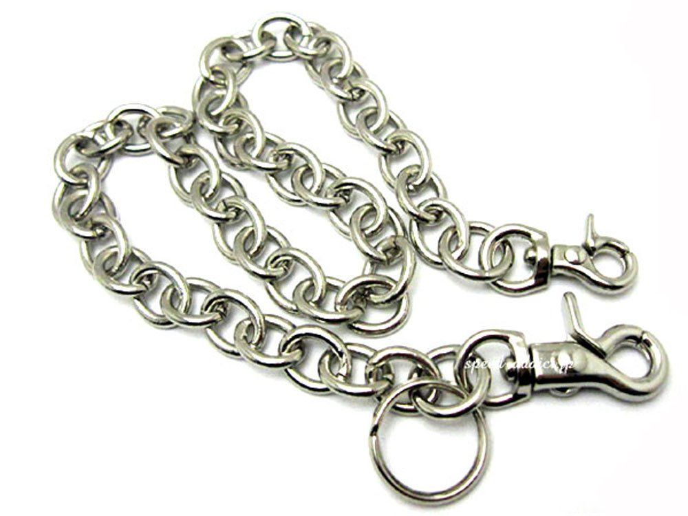 真鍮無垢（鋳物）DOUBLE CLIP WALLET CHAIN アズキ（BRASSブラス無垢イモノダブルクリップウォレットチェーンアズキ）ニッケルシルバー艶有り【つやあり あずき】