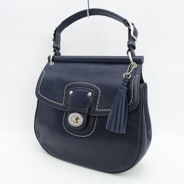 COACH / コーチ ◆ニューウィリス レザー タッセル 2WAY ネイビー 19132 【バッグ/バック/BAG/鞄/カバン】 ブランド【中古】