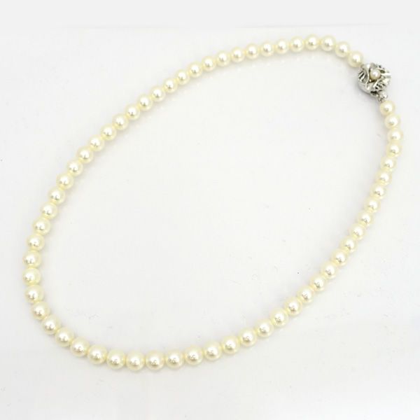 ◆SILVER金具 シルバー 7mm珠 パール ネックレス 6月誕生石 ブランド【中古】