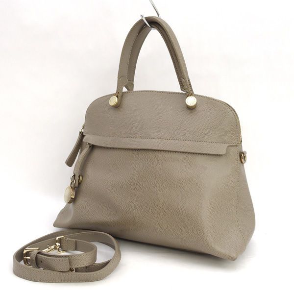 FURLA / フルラ ◆2WAY ハンドバッグ/PIPER/レザー/グレー G5996/S5 【バッグ/バック/BAG/鞄/カバン】 レディースファッション【中古】