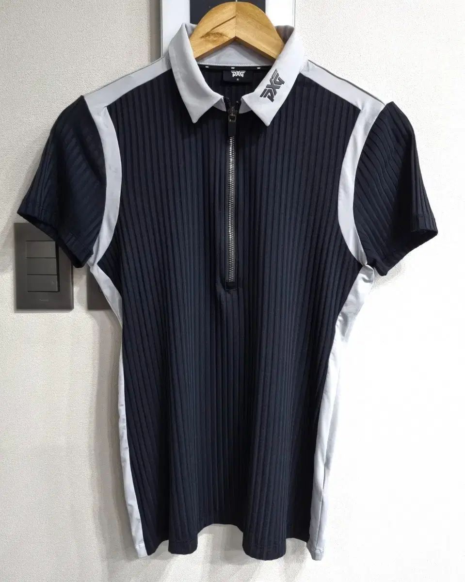 PXG レディース ゴルフウェア 半袖 カラーTシャツ ネイビー/白