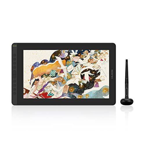 HUION 液タブ 液晶ペンタブレット Kamvas 16(2021) 15.6インチ 充電不要ペン Windows Mac Androidに対応 10個のショートカットキー 液タブとペンタブレット両用 専用スタンド付き ブラック★m e52034b2