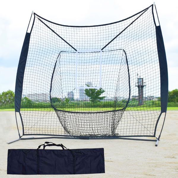 野球 練習 ネット 硬式 軟式M号・J号 ソフトボール対応 2.1m×2.1m 大型 バッティングネット 投球ターゲット＆専用収納バッグ付き 打撃 バッティング ポータブル 携帯 自宅 トレーニング BBCH★ 46b08344