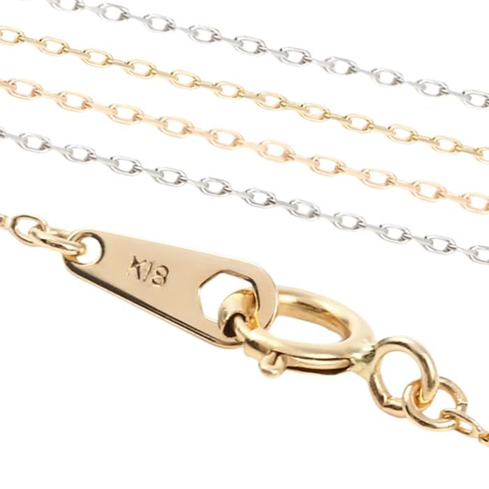 [OKKO] ネックレス K18 イエローゴールド 角あずきチェーン チェーンのみ 幅0.65mm 細い 40cm ギフト【18金イエローゴールド】