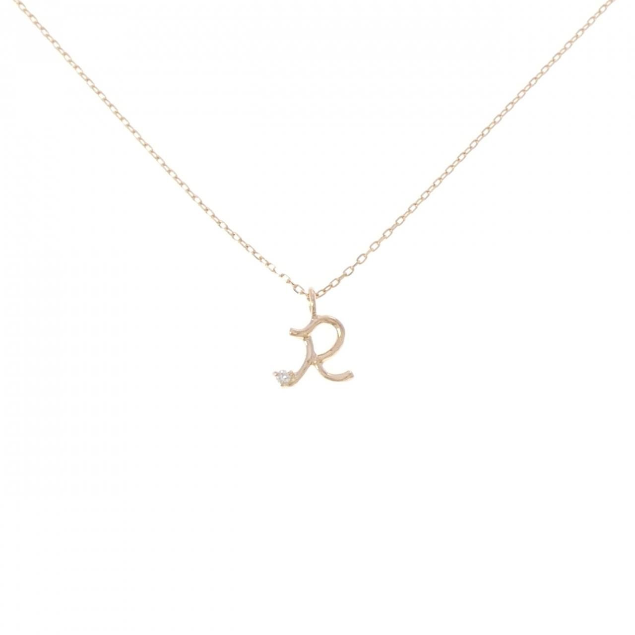 K18PG イニシャルR ダイヤモンド ネックレス 0.01CT