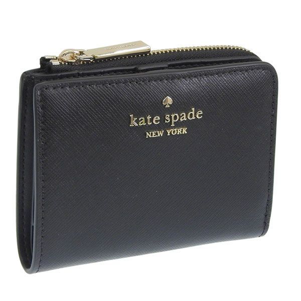ケイトスペード 財布 レディース 2つ折り 折財布 コンパクト アウトレット レザー ブラック sm lzip wallets KN767 001 kate spade