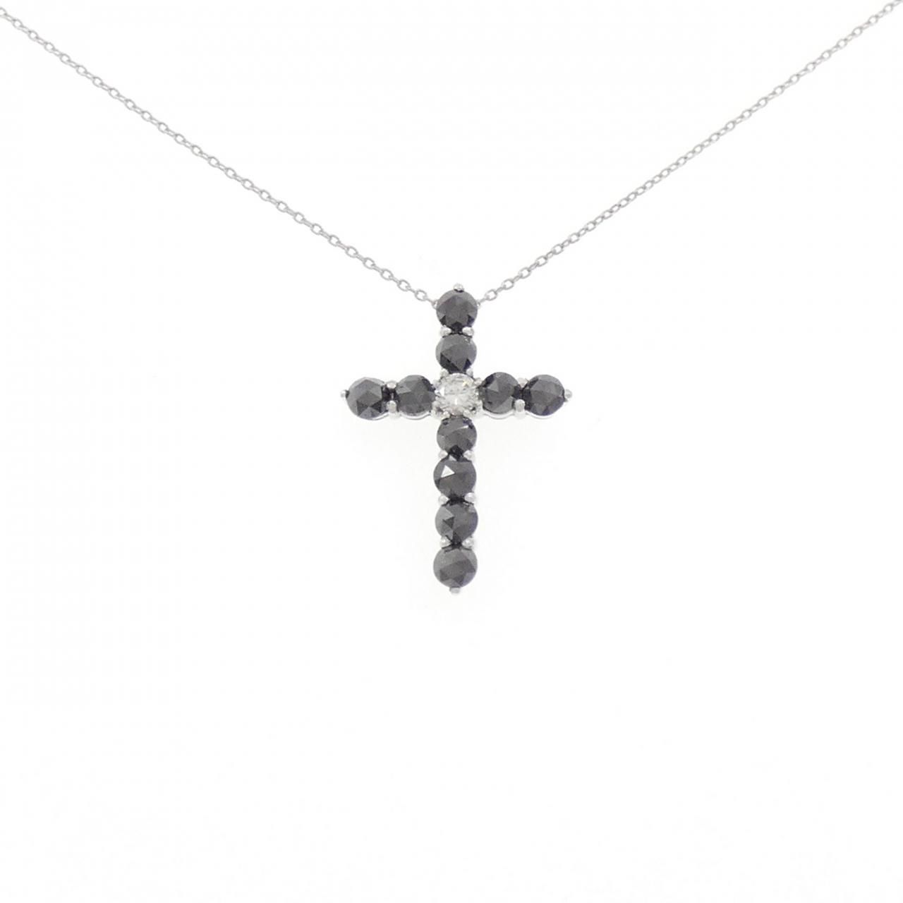 K18WG クロス ダイヤモンド ネックレス 0.12CT