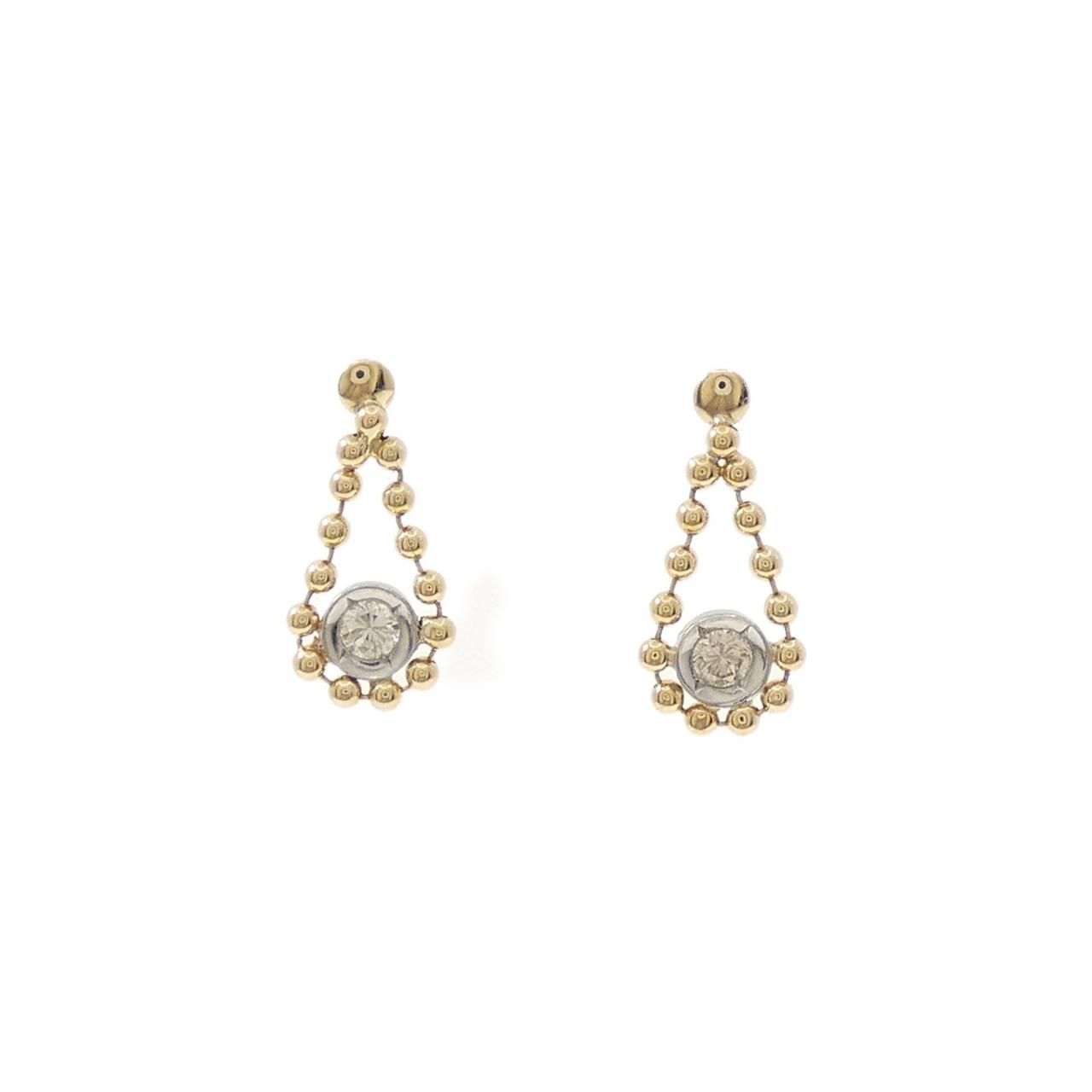 K18YG/PT900 ダイヤモンド ピアス 0.10CT