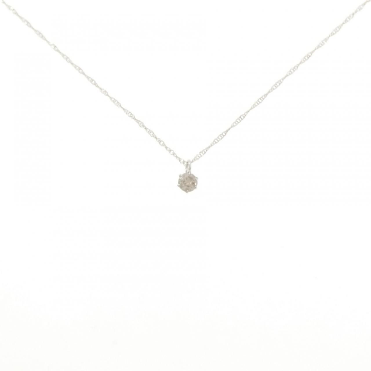 K18WG ソリティア ダイヤモンド ネックレス 0.10CT