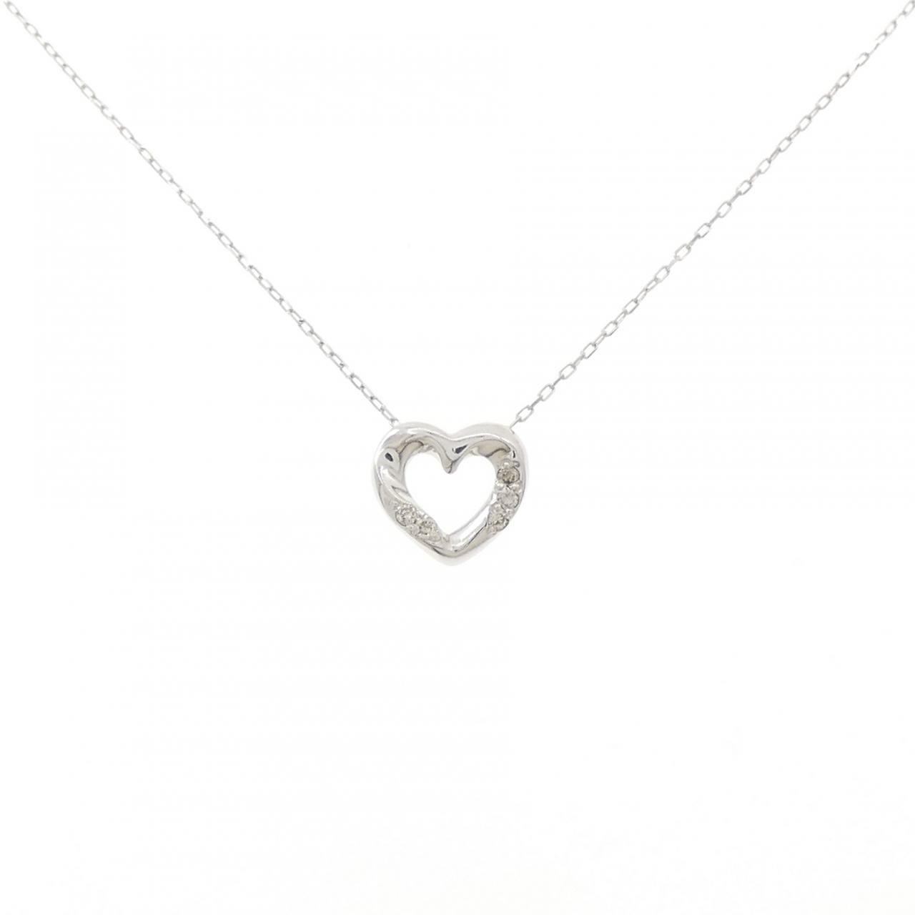 K10WG ハート ダイヤモンド ネックレス 0.02CT