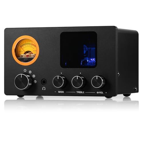 Nobsound TUBE-T5C ミニ 真空管 プリアンプ 4入力切替器 ヘッドホンアンプ 搭載 VUメーター付 180V高電圧設計 オペアンプ/チューブ交換可能 ダブルRCA出力 低音/高音調節 RGB照明送料無料 61526f67