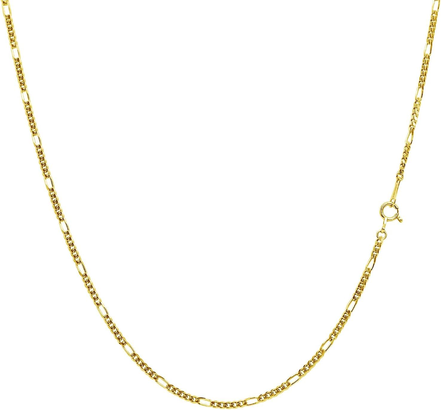 [ララクリスティー] ネックレス チェーン フィガロ K18 ゴールド 線径0.6φ 幅2mm 長さ 50cm lc97-0042-yg-50【50.0 センチメートル】