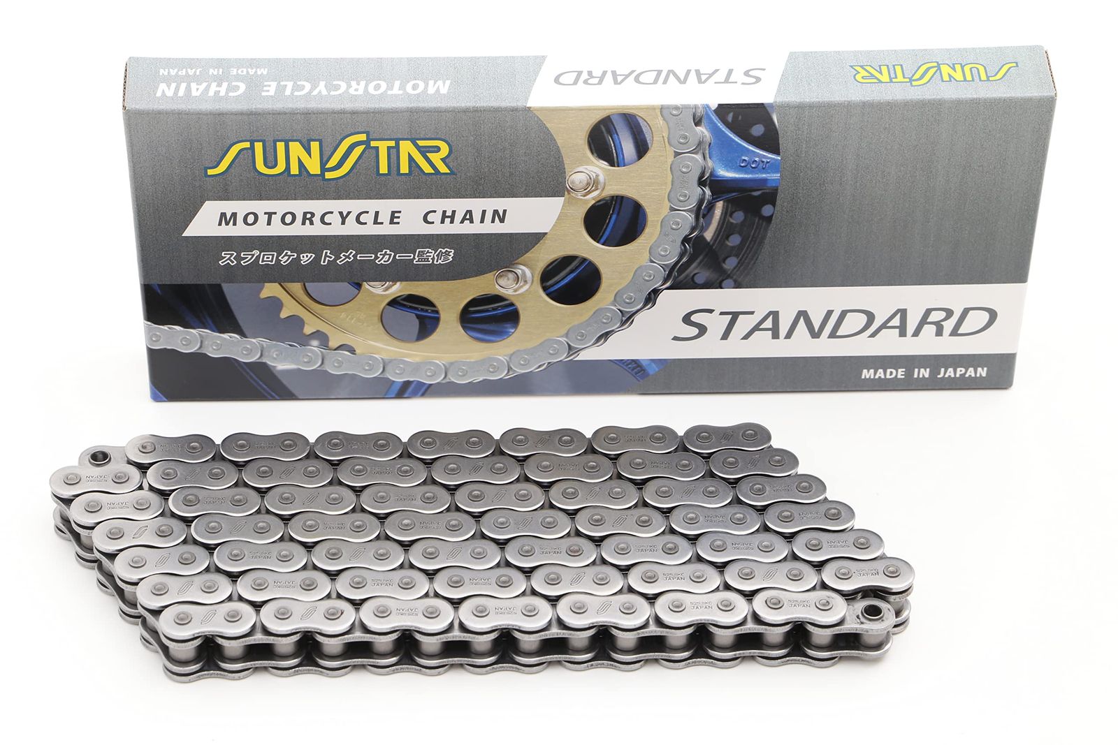 SUNSTAR(サンスター)モーターサイクルチェーン 525サイズ 102リンク スタンダードカラー【102L スタンダード(メッキなし)】