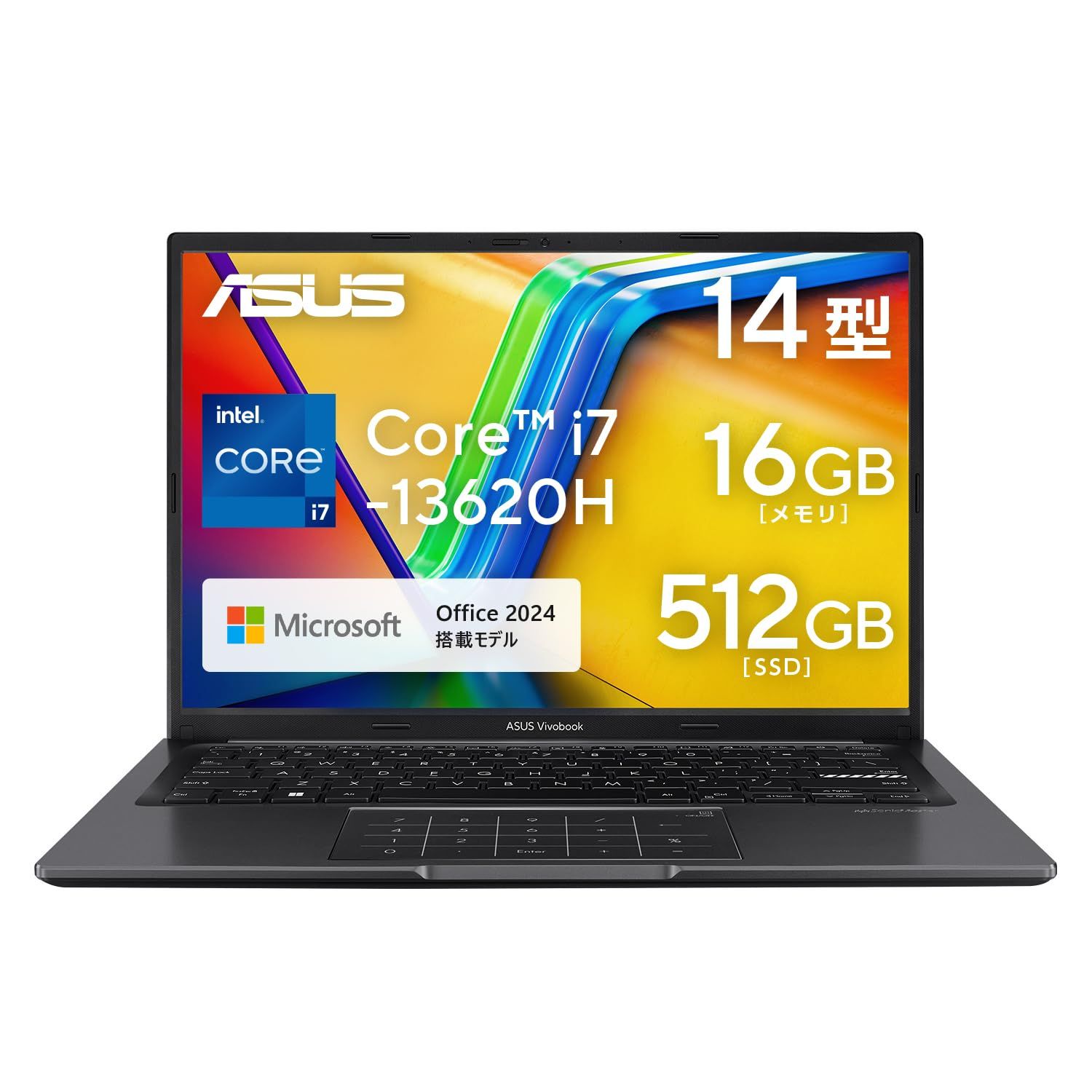 ASUS ノートパソコン Vivobook 14 X1405VA 14インチ インテル Core i7 13620H メモリ16GB SSD 512GB MS Office 2024搭載 Windows 11 バッテ [MS Office / Core i7]