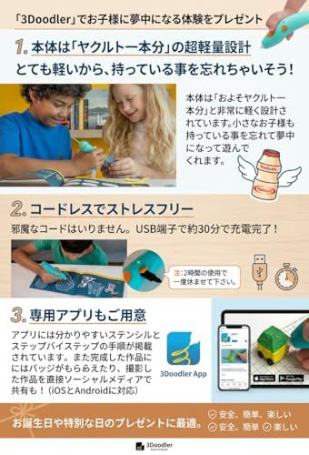 【公式】3Doodler Start+ 3dペン 知育玩具 セット 火傷しない低温設計 3Dアート おもちゃ 誕生日 プレゼント 女の子 男の子 6歳 7歳 8歳 9歳 10歳 小学生 工作 キット STEM 教育 【正規品】送料無料 48335b5f