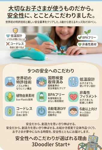 【公式】3Doodler Start+ 3dペン 知育玩具 セット 火傷しない低温設計 3Dアート おもちゃ 誕生日 プレゼント 女の子 男の子 6歳 7歳 8歳 9歳 10歳 小学生 工作 キット STEM 教育 【正規品】送料無料 48335b5f