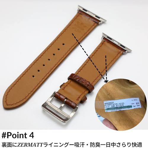 MODIGI コンパチブル Apple Watch用 ベルト 腹革クロコダイル 本革 のバンド ハンドメイド 40/41/42/44/45/46/49 mm Series 3-11・SE 1/2/3・Ultra 1/2/3 対応 Zermat 3489e499 MODIGI コンパチブル Apple Watch用 ベルト 腹革クロコダイル 本革 のバンド ハンドメイド 40/41/42/44/45/46/49 mm Series 3-11・SE 1/2/3・Ultra 1/2/3 対応 Zermat 3489e499