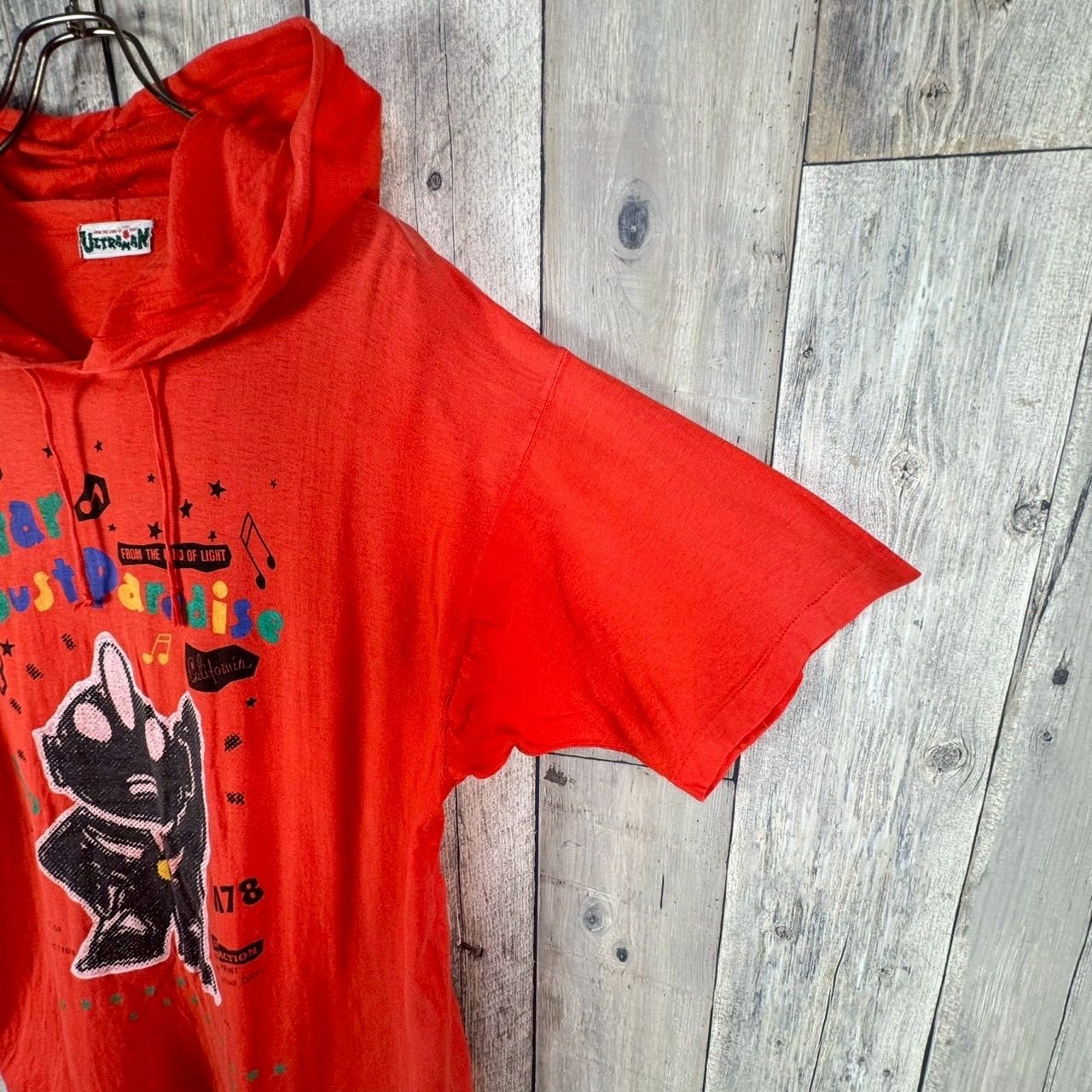 OLD ULTRAMAN 初期 ウルトラマン 円谷プロ オレンジ シングルステッチ 半袖 パーカー フーディー Tシャツ TEE