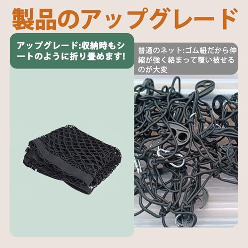 カーゴネット 車用 ラゲ一ジネット ルーフキャリア 90×120cm トラック荷台 素敵な伸縮性 荷物収納 荷物固定 荷崩れ防止 ABS製フック×12 ステンレス製カラビナ×12 収納ポーチ付属 (2層)as 7950e5f8