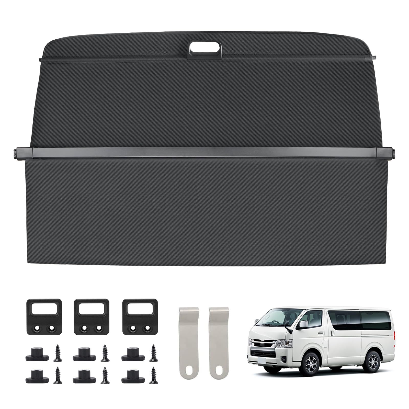 トノカバー ハイエース 200系 S-GL専用 PUレザー ロールシェード型 プライバシー保護 盗難防止 車用カーテン 防水 日除け 紫外線対策 収納簡単 伸縮式 内装アクセサリー レジアスエース対応as 55211085