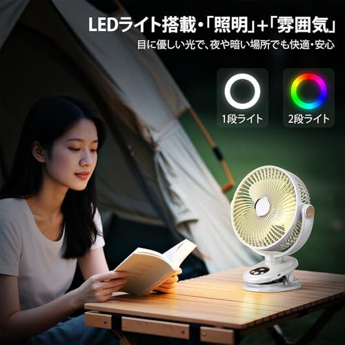 iNeibo USB扇風機 卓上扇風機 【自動首振り&10000mAh電池内蔵】 キャンプ扇風機 USBファン サーキュレーター 卓上 小型 クリップ LEDライト搭載 TYPE-C急速充電 風量5段階調節 最大40時間連続使用 電池残量表示 ebb1d986