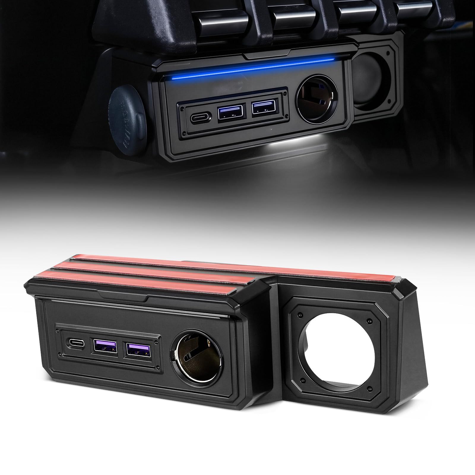 OPPLIGHT ジムニー アクセサリー 増設電源ユニット ジムニー JB64W ジムニーシエラ JB74W ジムニーノマド JC74W 専用設計 コンソール パーツ内装 QC3.0 USB Type-C シガーソケット スマホ充電 急速に同 3d9d6400
