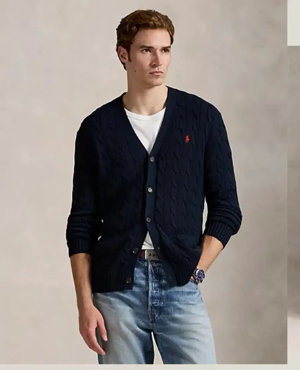 POLO Ralph Lauren ケーブルニット コットン カーディガン L