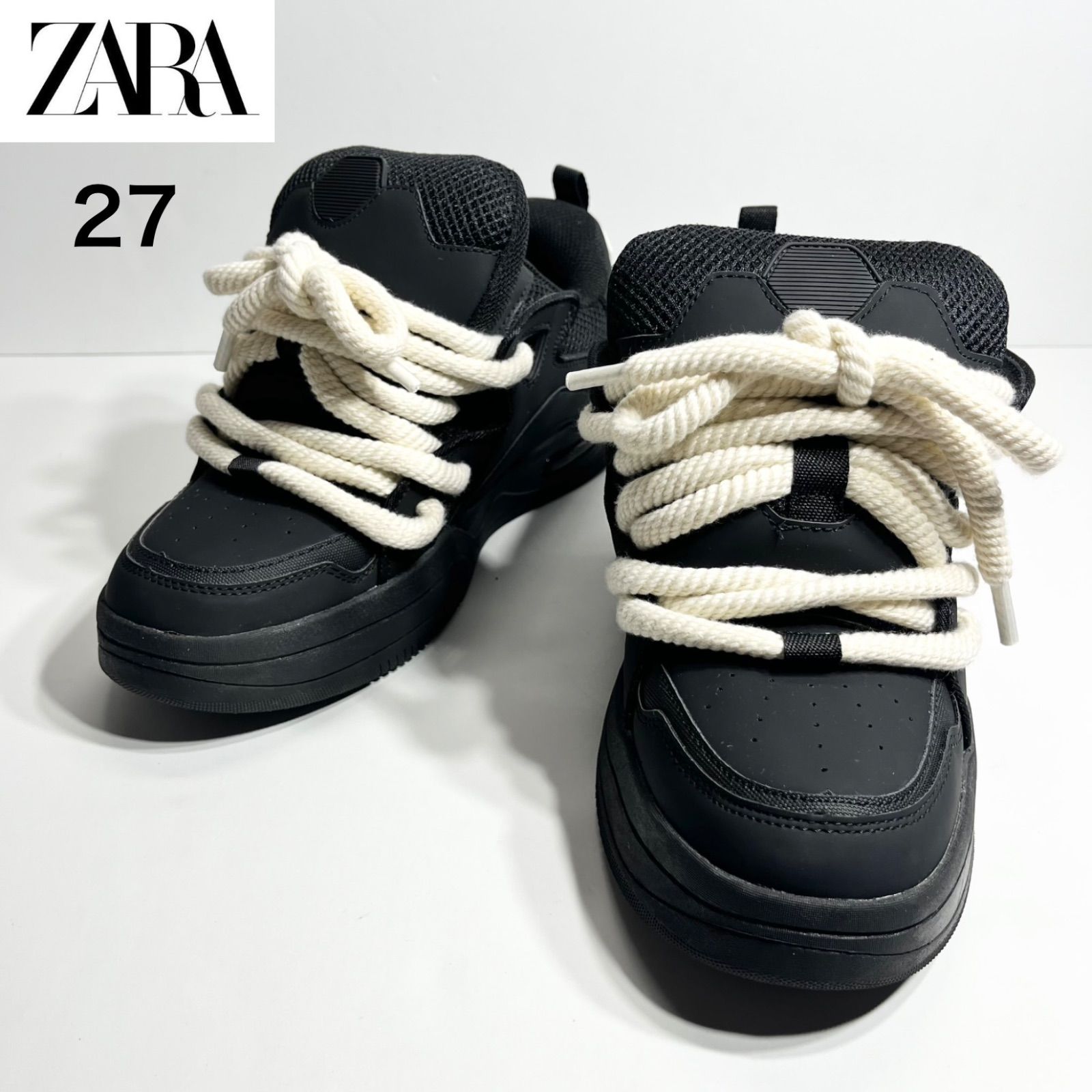極美品】ZARA ロープレース スケートスニーカー ブラック 27cm - メルカリ