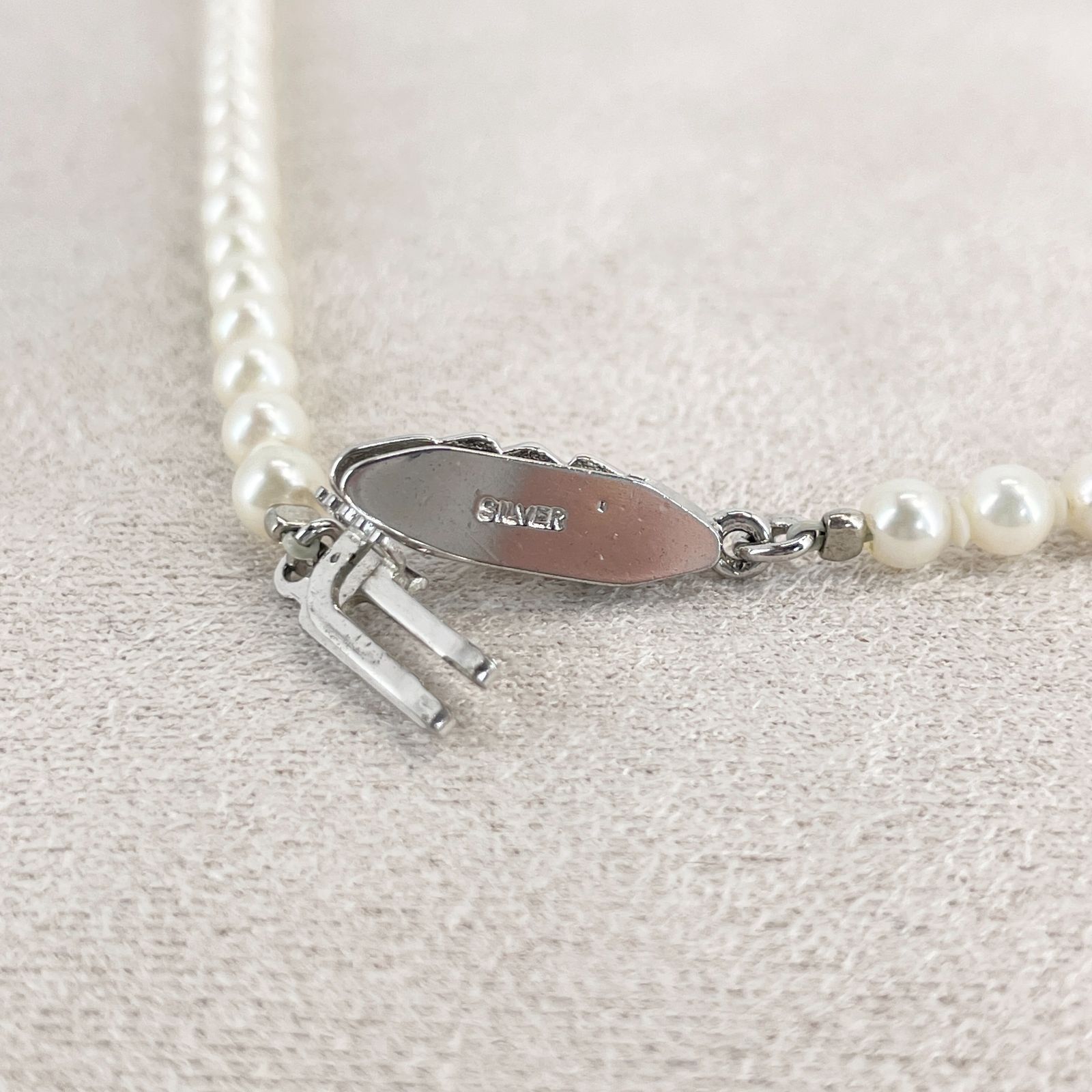 3.8mm ベビーパール ネックレス シルバー /24-989M