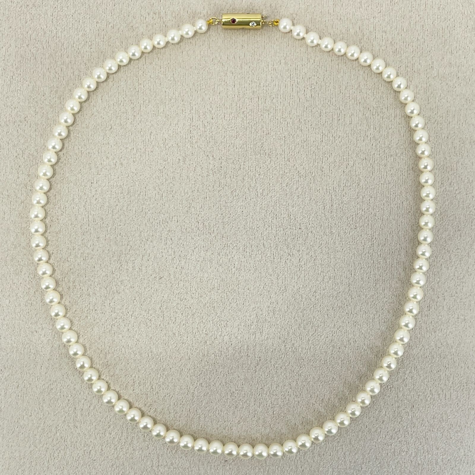 【4.5～5.0mm】ミキモト 希少 ベビーパール×ダイヤモンド×サファイア×ルビー×エメラルド マルチカラー 三大宝石 K18 ネックレス /24-1180M