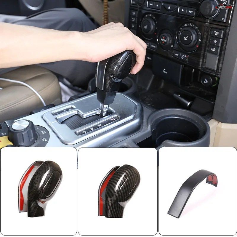 ランドローバー ディスカバリー 3/4 LR3 LR4 2004-2012用 ABS カーボンファイバー/マットブラック カーギアシフトヘッドカバーステッカー