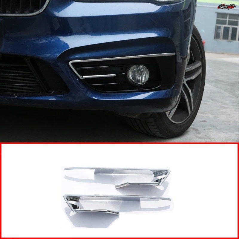 BMW 2シリーズ F46 F45 グランアクティブツアラー 2015-2017用 ABSクロームポリッシュシルバー フロントフォグランプフレームカバートリム