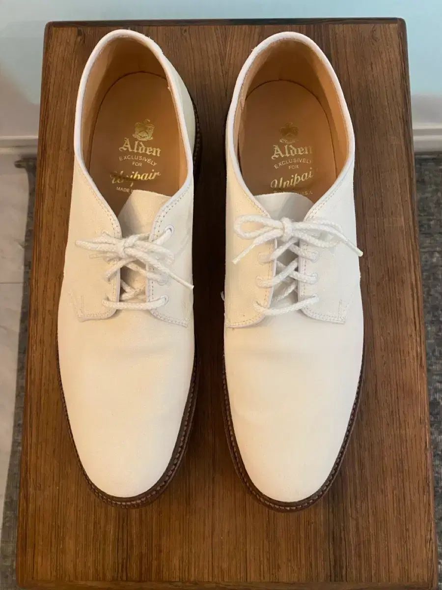 ALDEN アイボリー スウェード ダービーシューズ