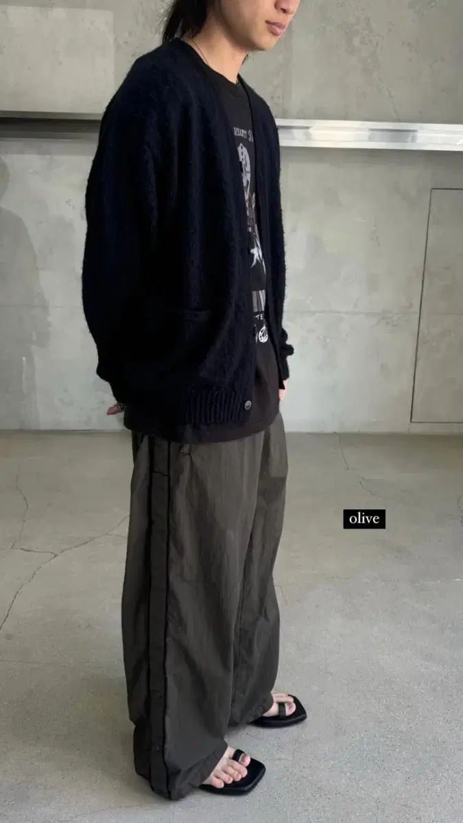 2) POLYTERU ナイロン ウォームアップ パンツ オリーブ